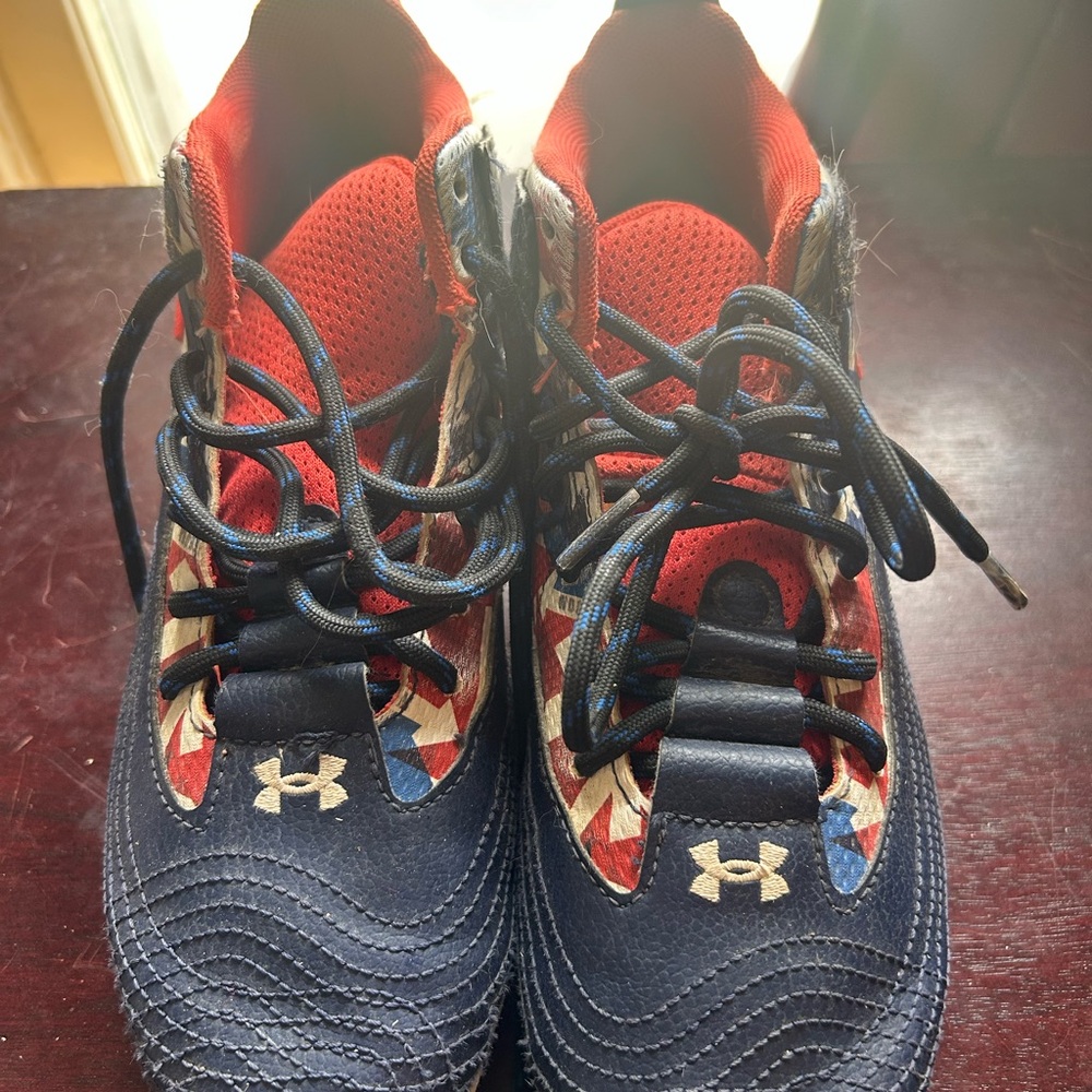 Under Armour Red and Blue Sneakers with High-Top Design